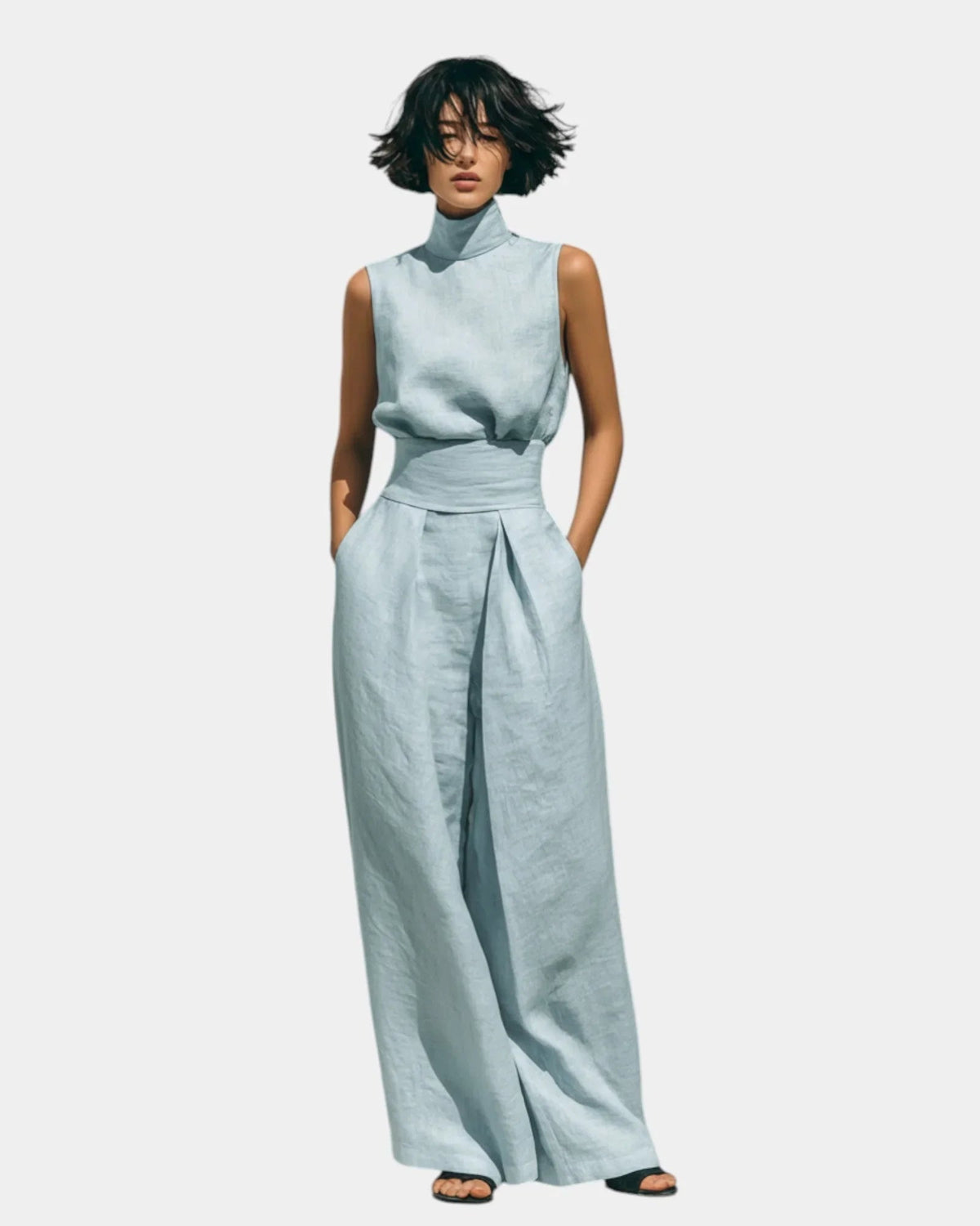 Lindiwe Rose | Minimalist Tank Top and Wide-Leg Trousers Set