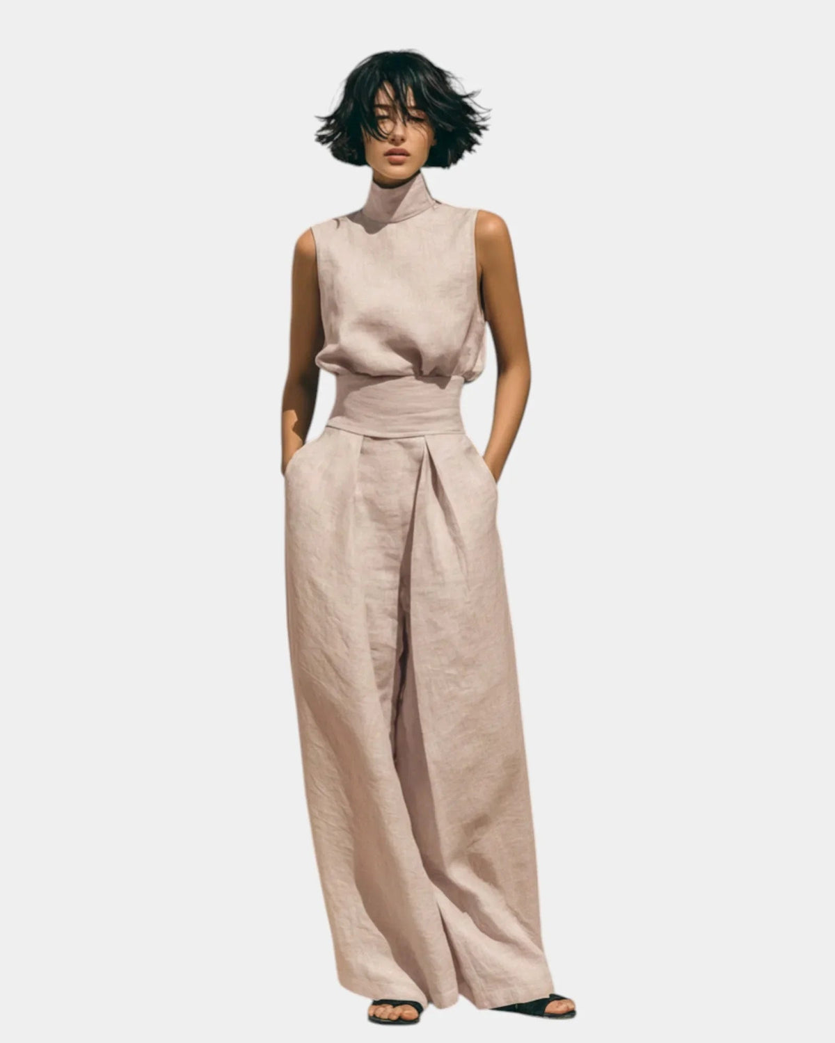 Lindiwe Rose | Minimalist Tank Top and Wide-Leg Trousers Set