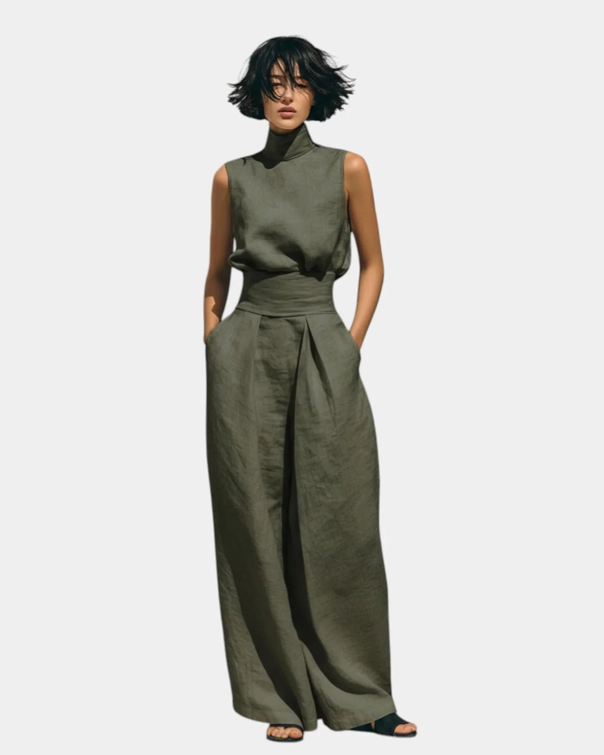 Lindiwe Rose | Minimalist Tank Top and Wide-Leg Trousers Set