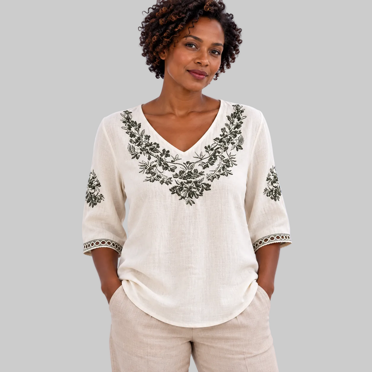 Willow™ | Botanical V-Neck Blouse