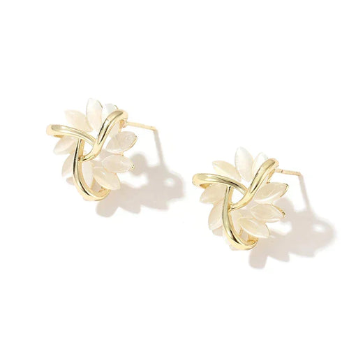 Aisha Grace | Earrings Gold with Flowers d'Opale