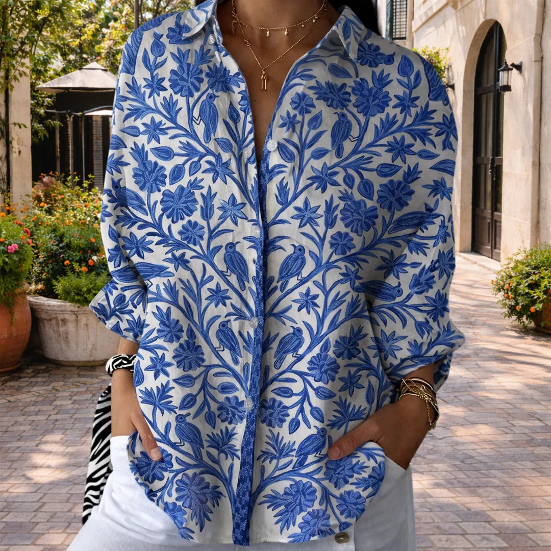 Coralie | Blouse Jardin Bleu