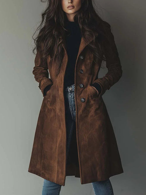 Amara Grace | Elegant Trench Coat Suede