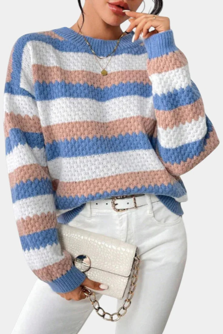 Latoya Rose | Oversized Striped Round-Neck Sweater